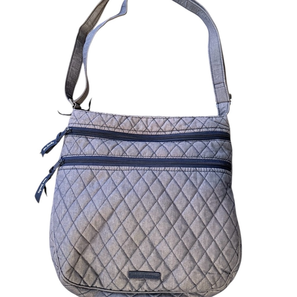 Vera Bradley Jeans look Quilted Crossbody Bag w/ Zipper Stitching Accents